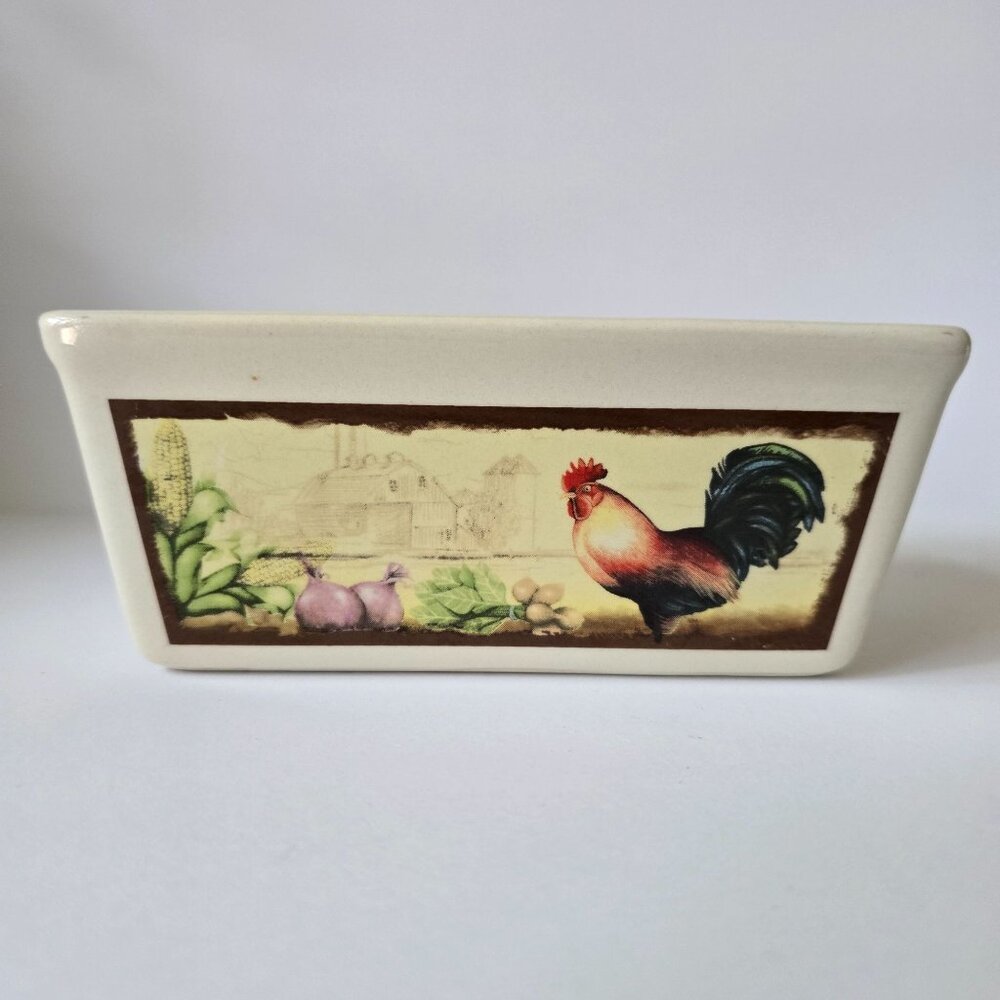 Nantucket Stoneware Mini Loaf Rooster-Themed Rectangular Baking Dish